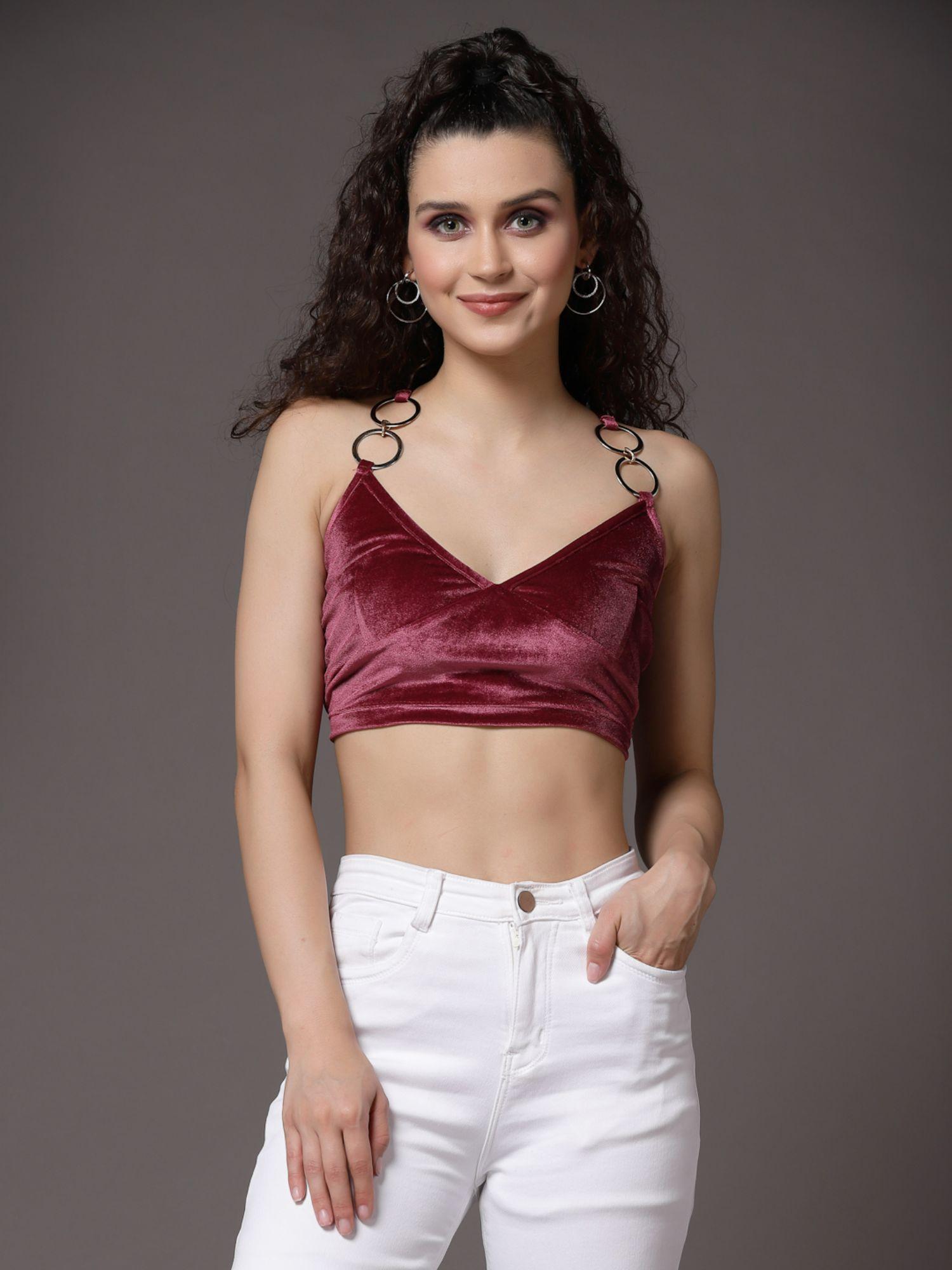 red velvet bralette crop top