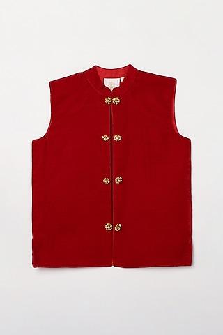 red velvet bundi jacket for boys