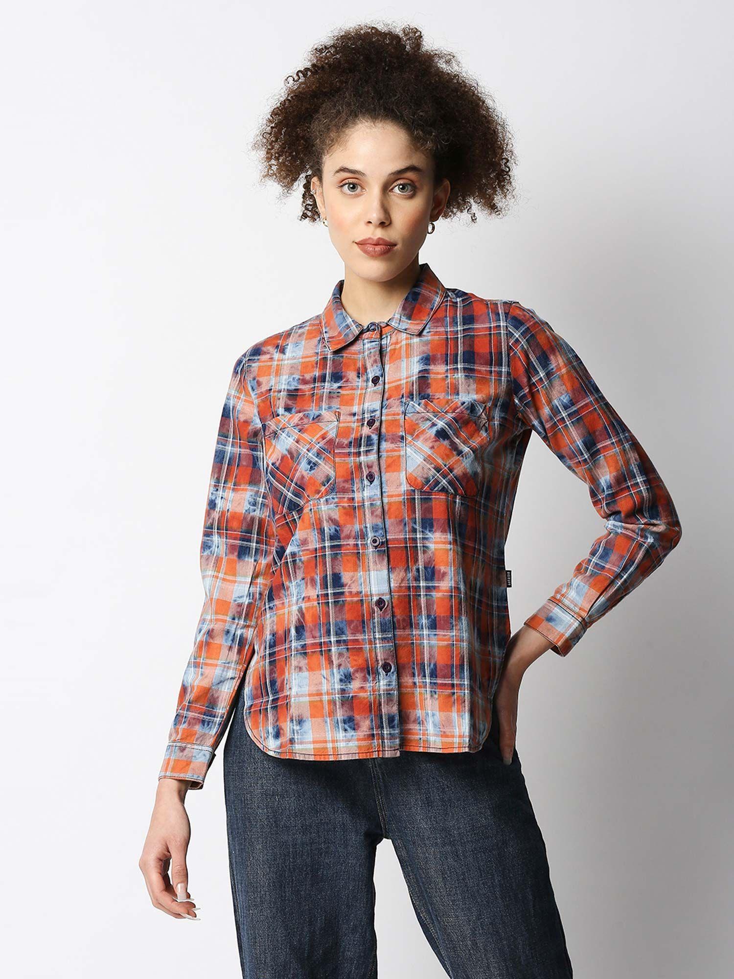 red washed pure cotton regular fit shirt