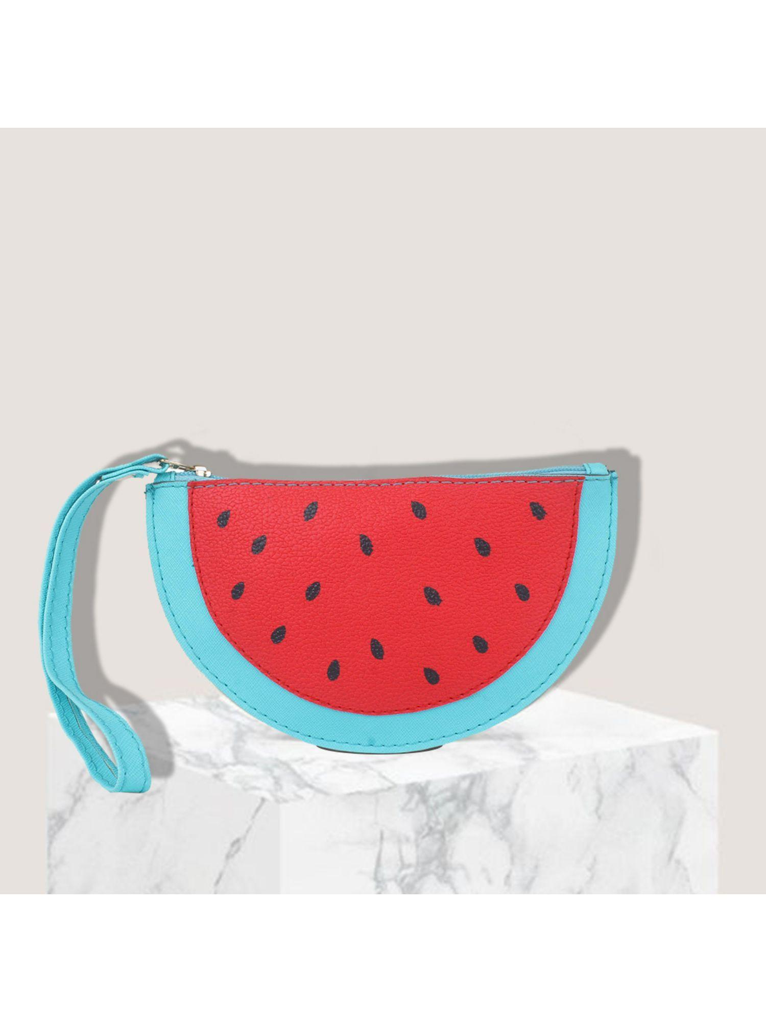 red watermelon printed travel pouch