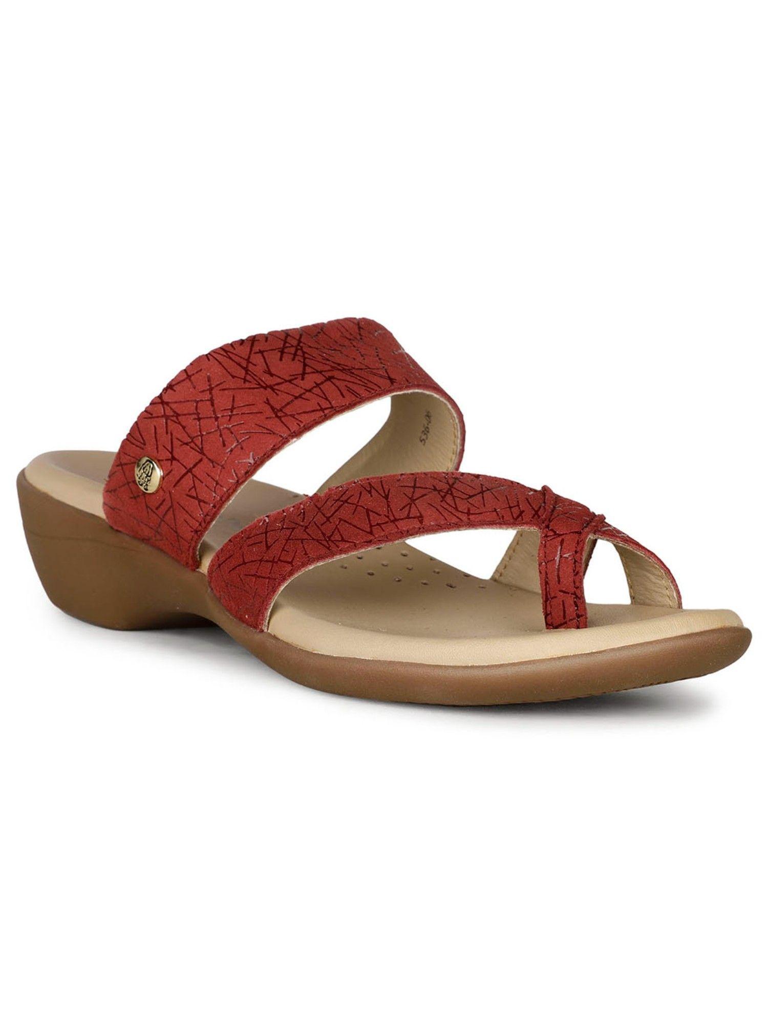 red women slip-on sandals