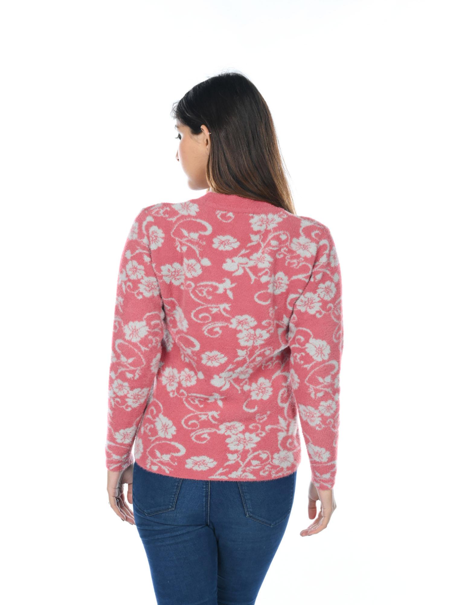 red wool floral v-neck cardigans