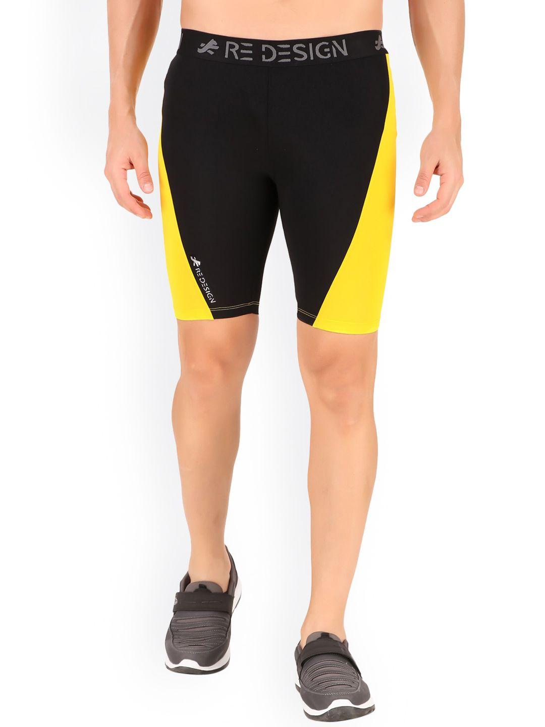 redesign men colourblocked skinny fit rapid-dry running sports shorts