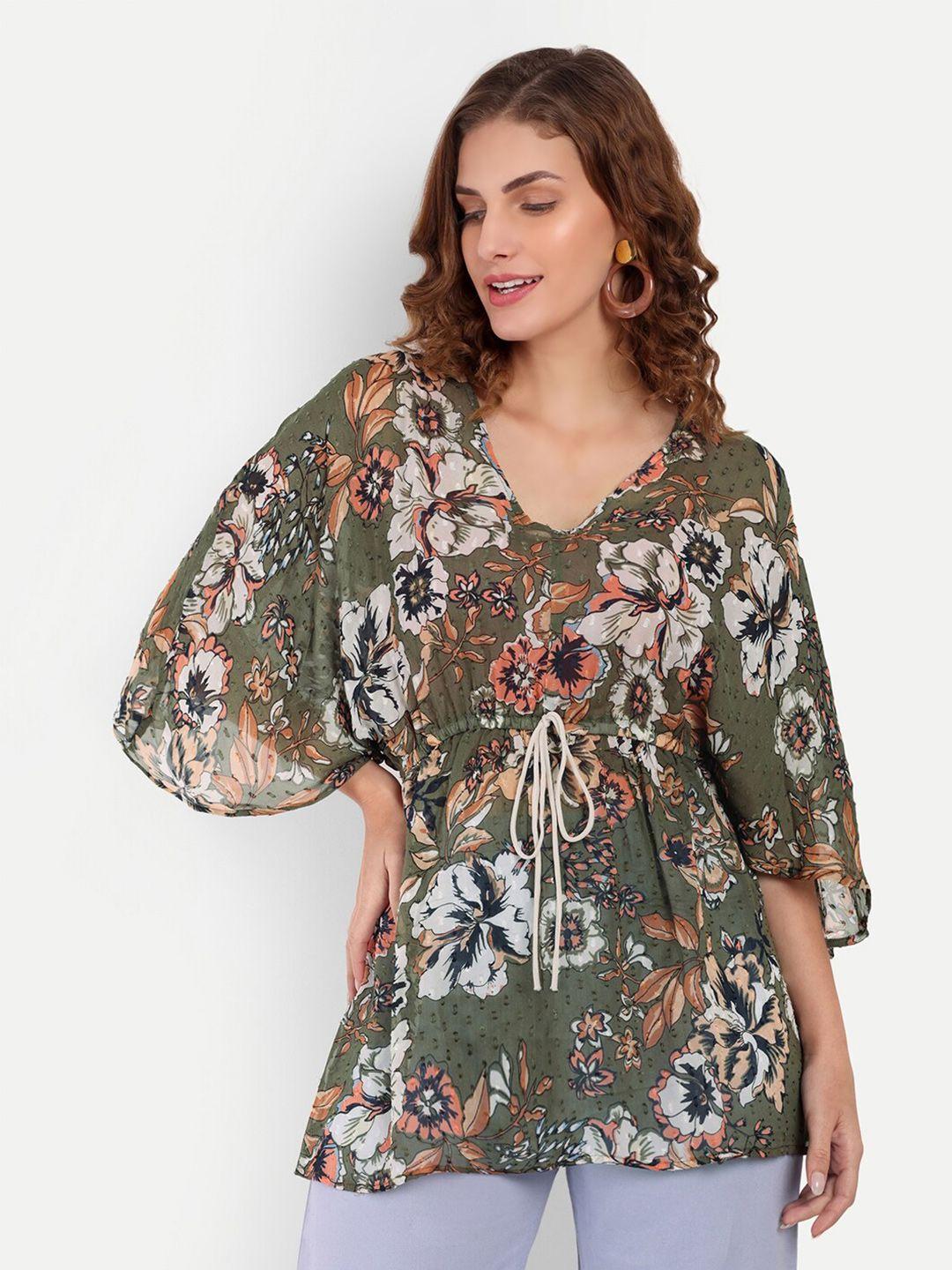 rediscover fashion floral printed flared sleeve georgette top
