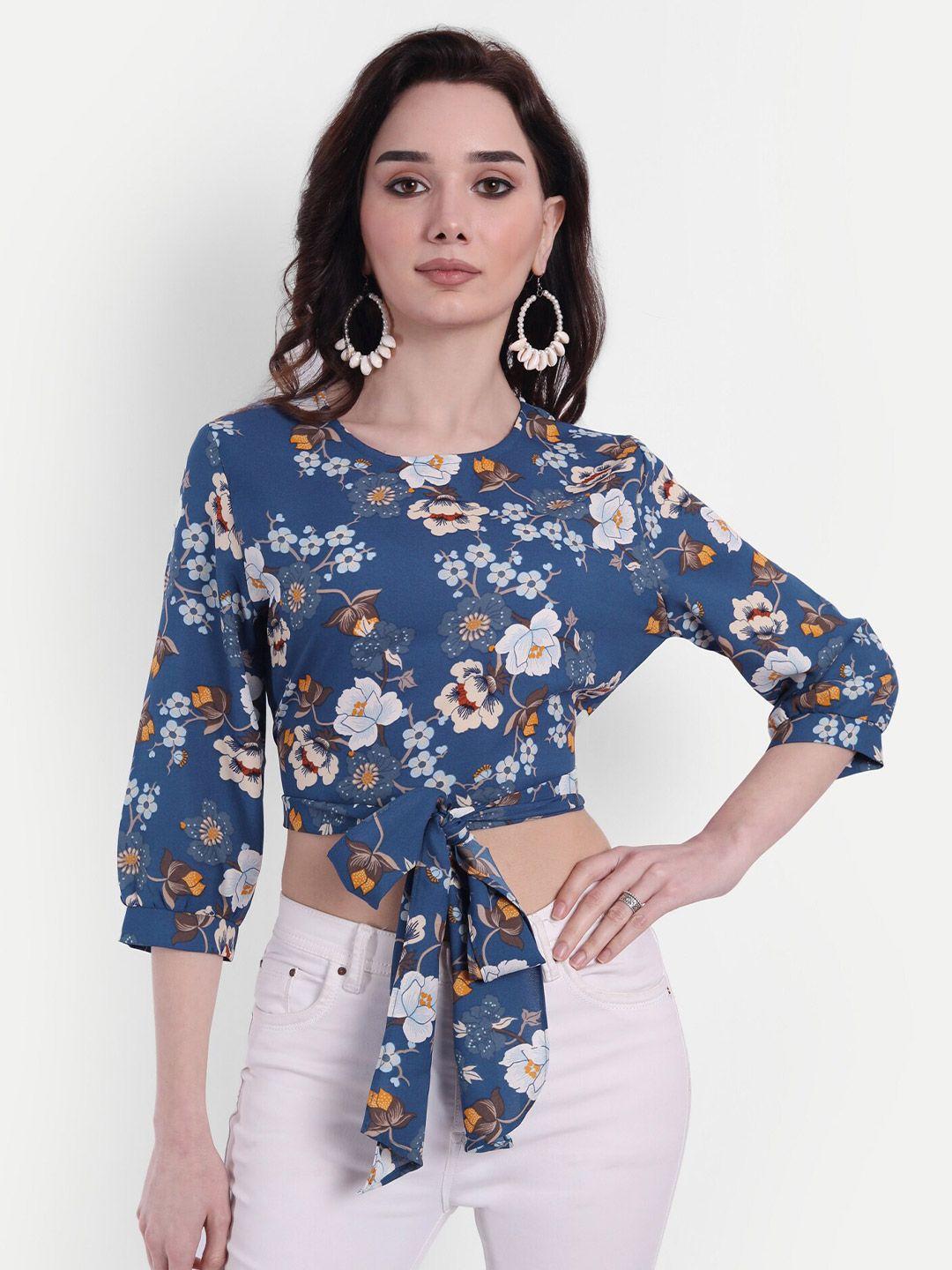 rediscover fashion navy blue floral print top