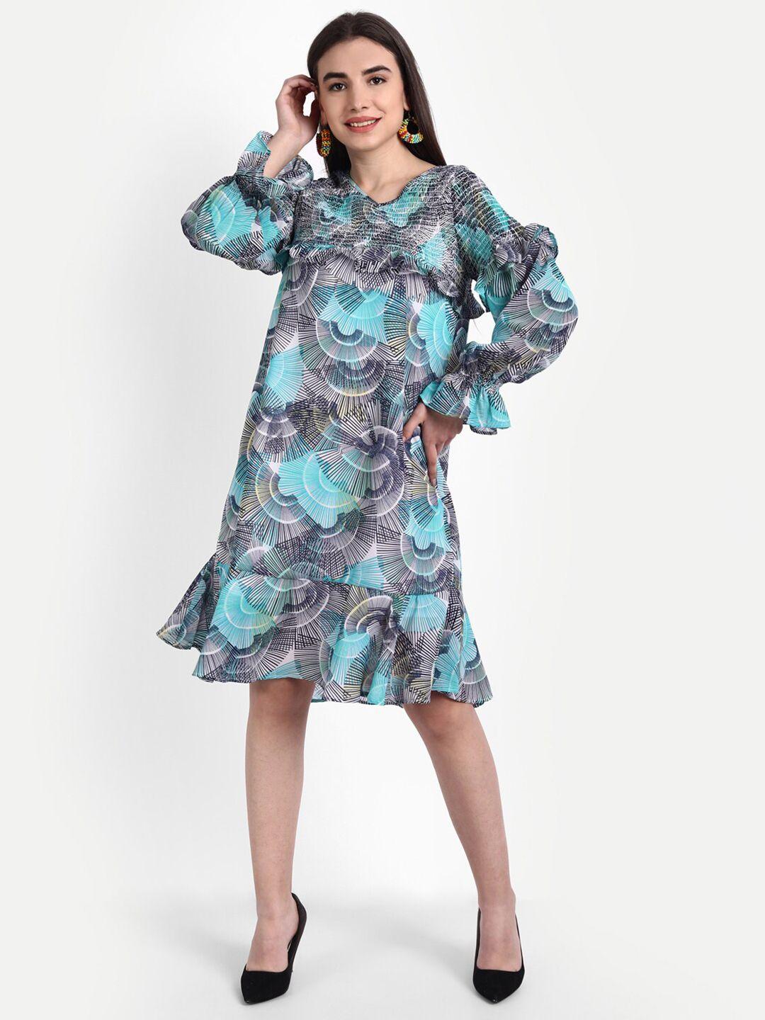 rediscover fashion women  grey floral crepe a-line dress