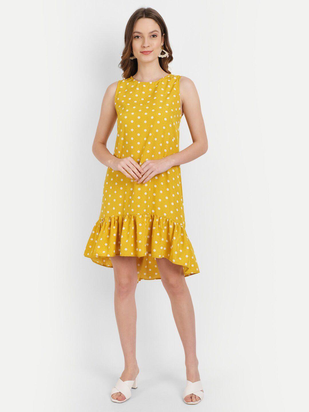 rediscover fashion women mustard yellow crepe drop-waist dress