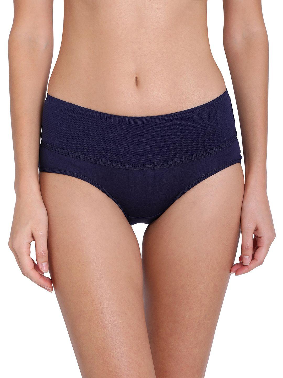 redrose women blue solid cotton hipster brief