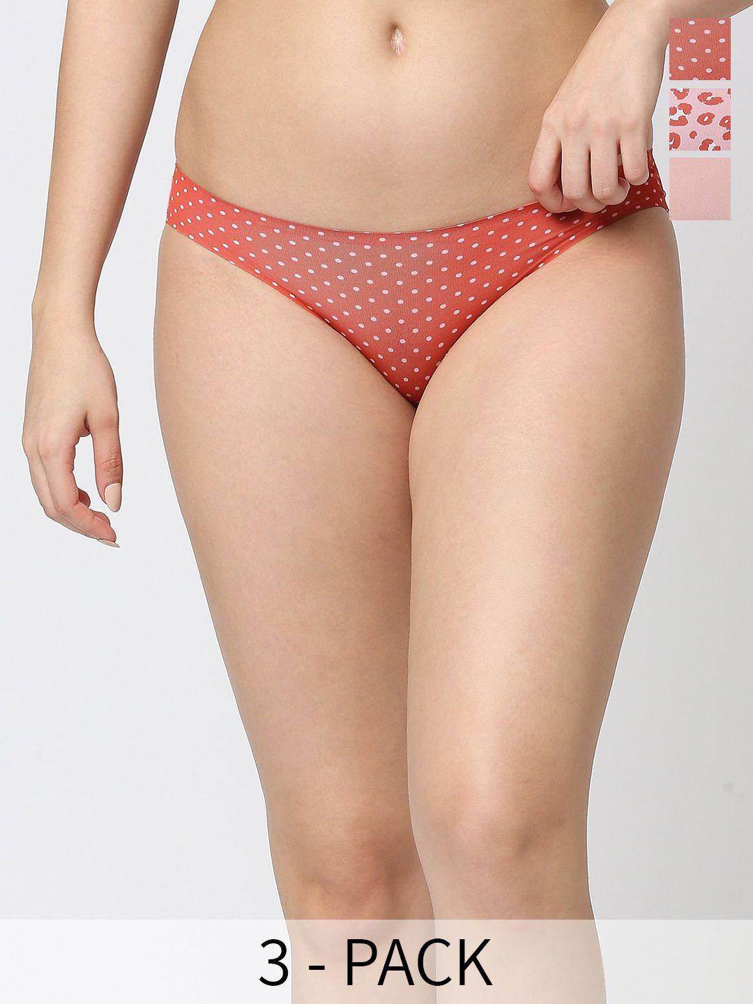 redrose pack of 3 printed bikini briefs