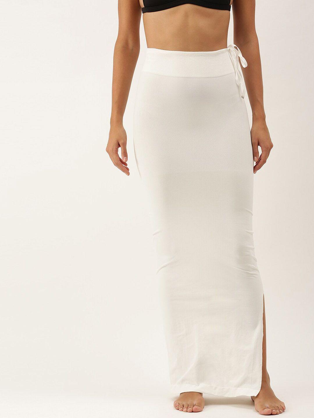 redrose women white coloured solid saree shapewear
