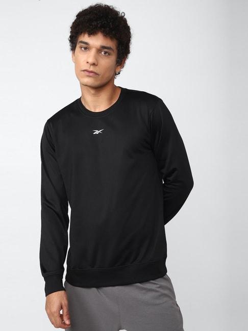 reebok black regular fit sweatshirt