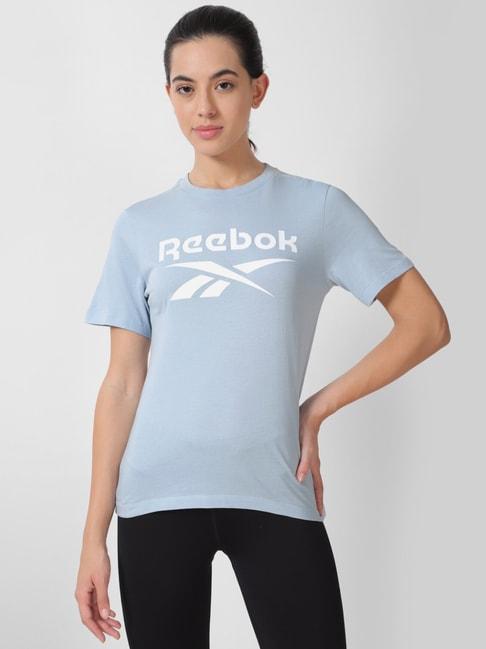 reebok blue cotton logo print sports t-shirt