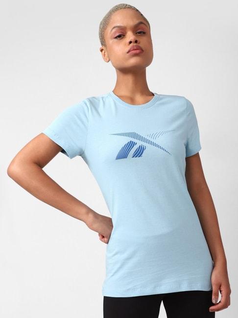 reebok blue cotton printed t-shirt