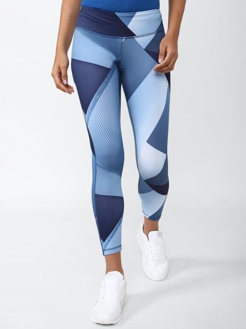 reebok blue printed sports tights