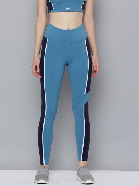reebok blue printed sports tights