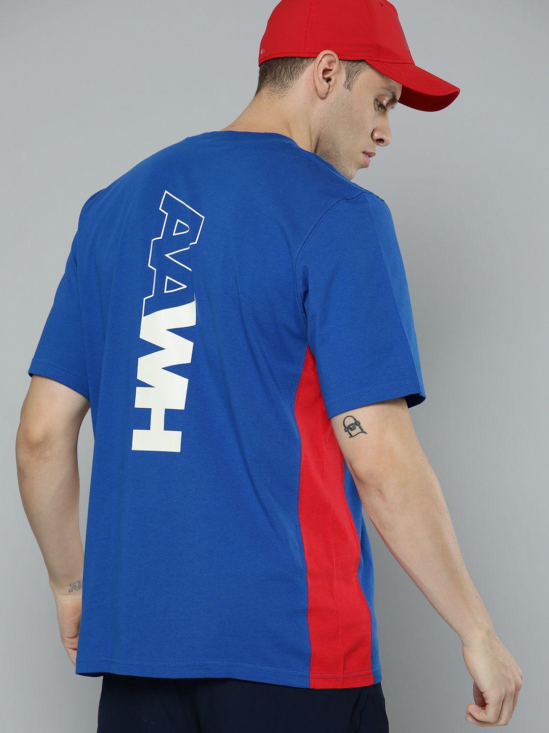 reebok classic unisex blue & red pure cotton printed classics football energy t-shirt