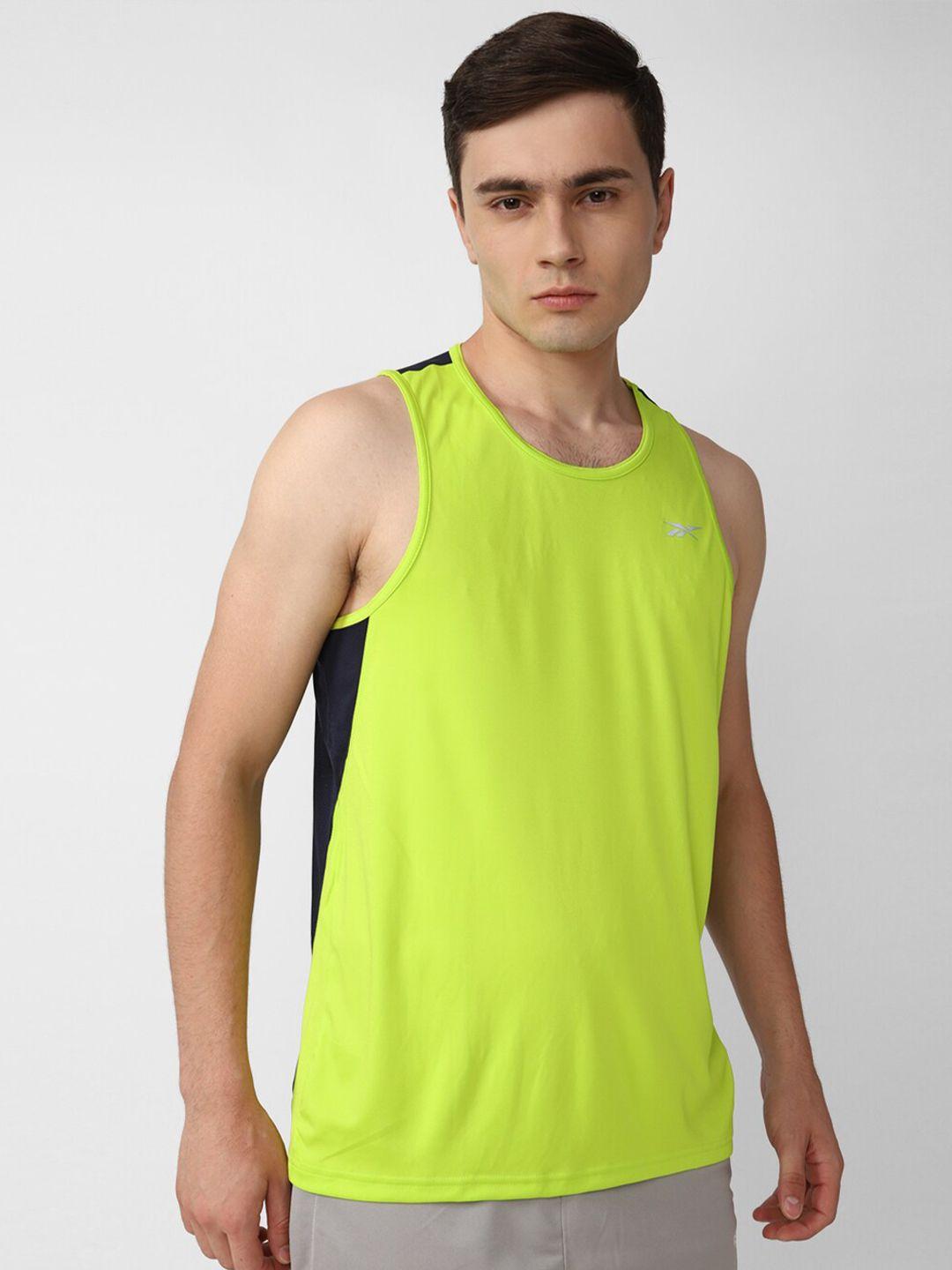 reebok colourblocked running speedwick singlet t-shirt
