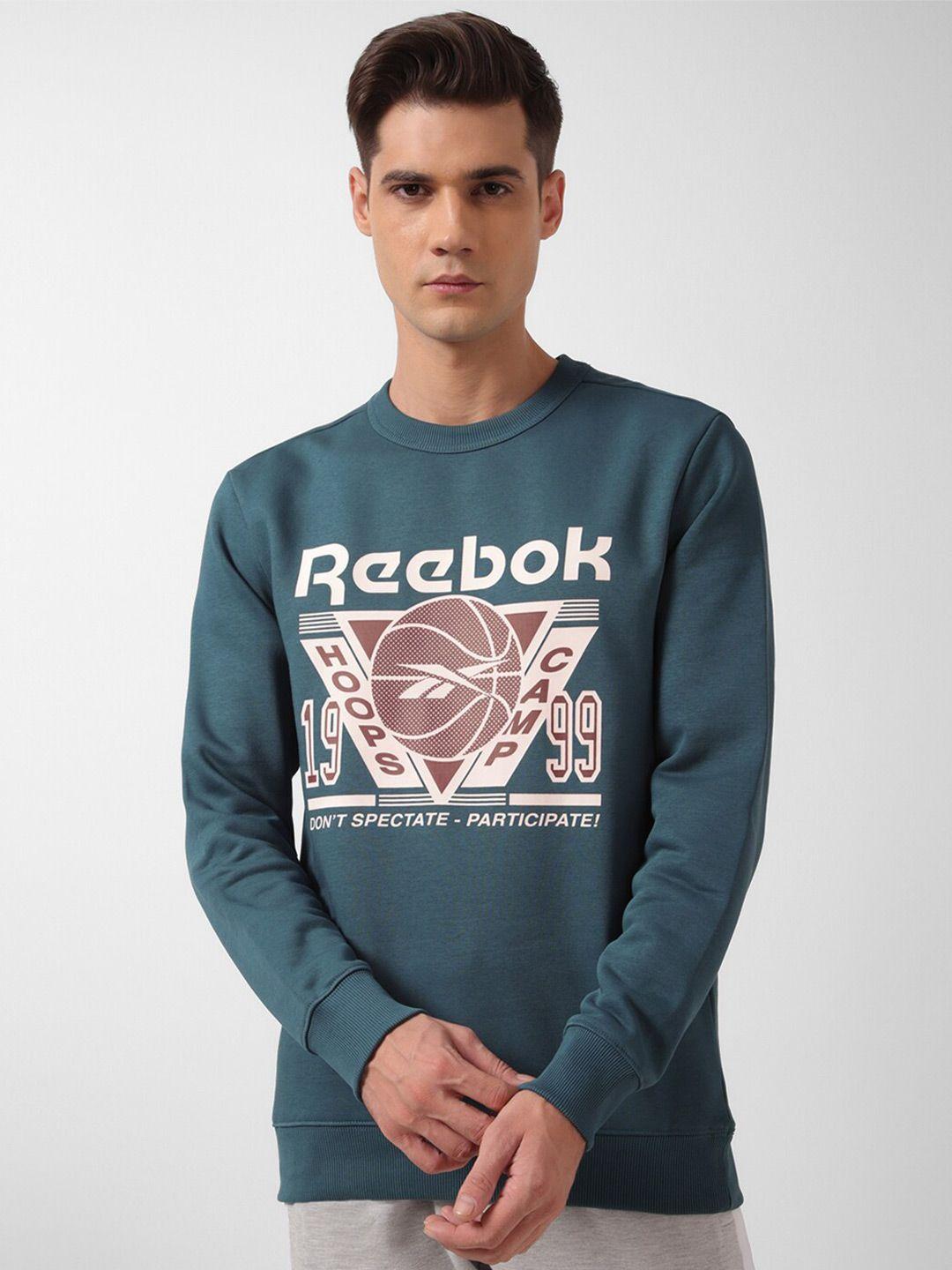 reebok graphic printed relaxed fit pullover sweatshirt