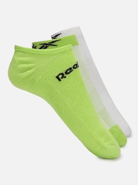 reebok green & white printed socks - pack of 3