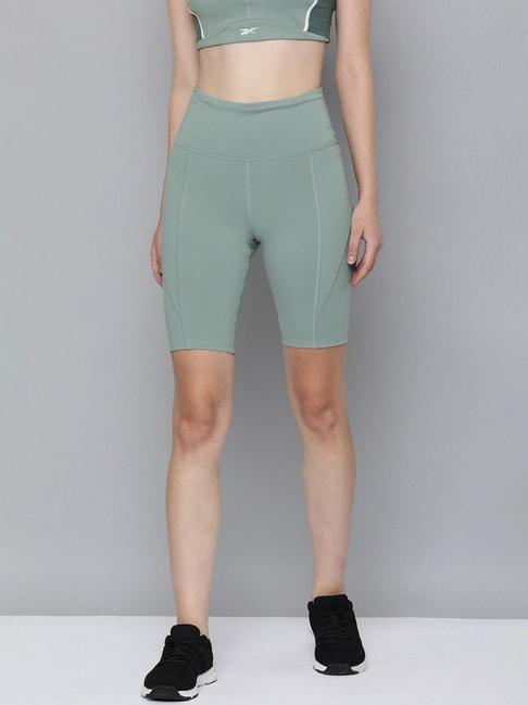 reebok green mid rise sports shorts