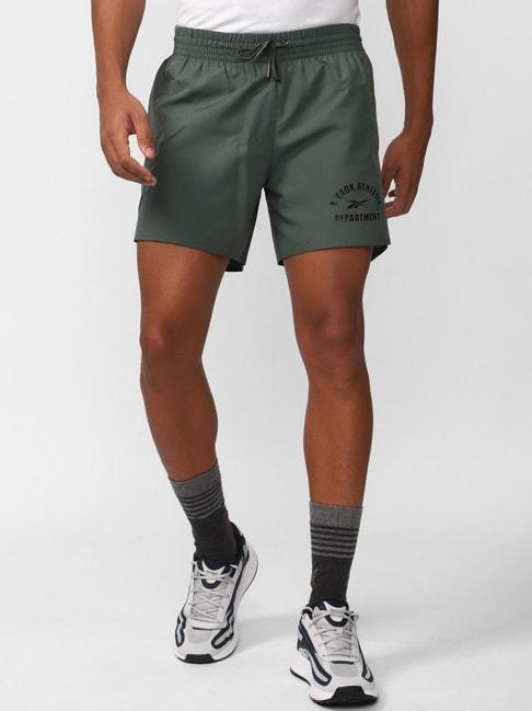 reebok green regular fit sports shorts