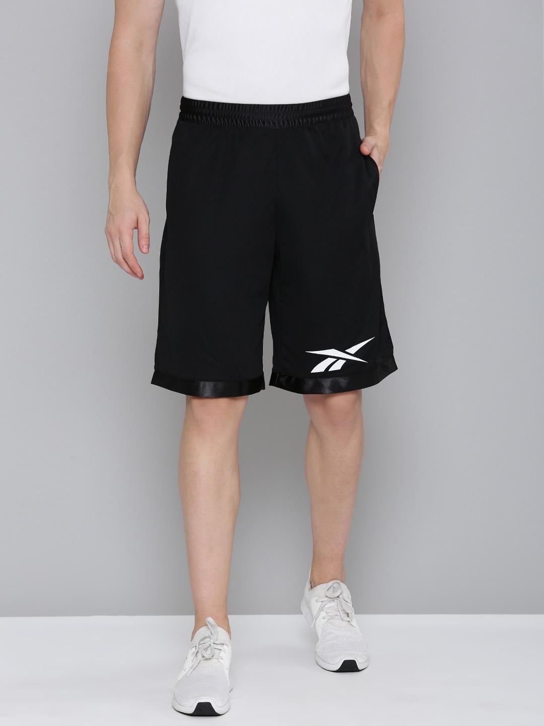 reebok men brand logo printed sports shorts