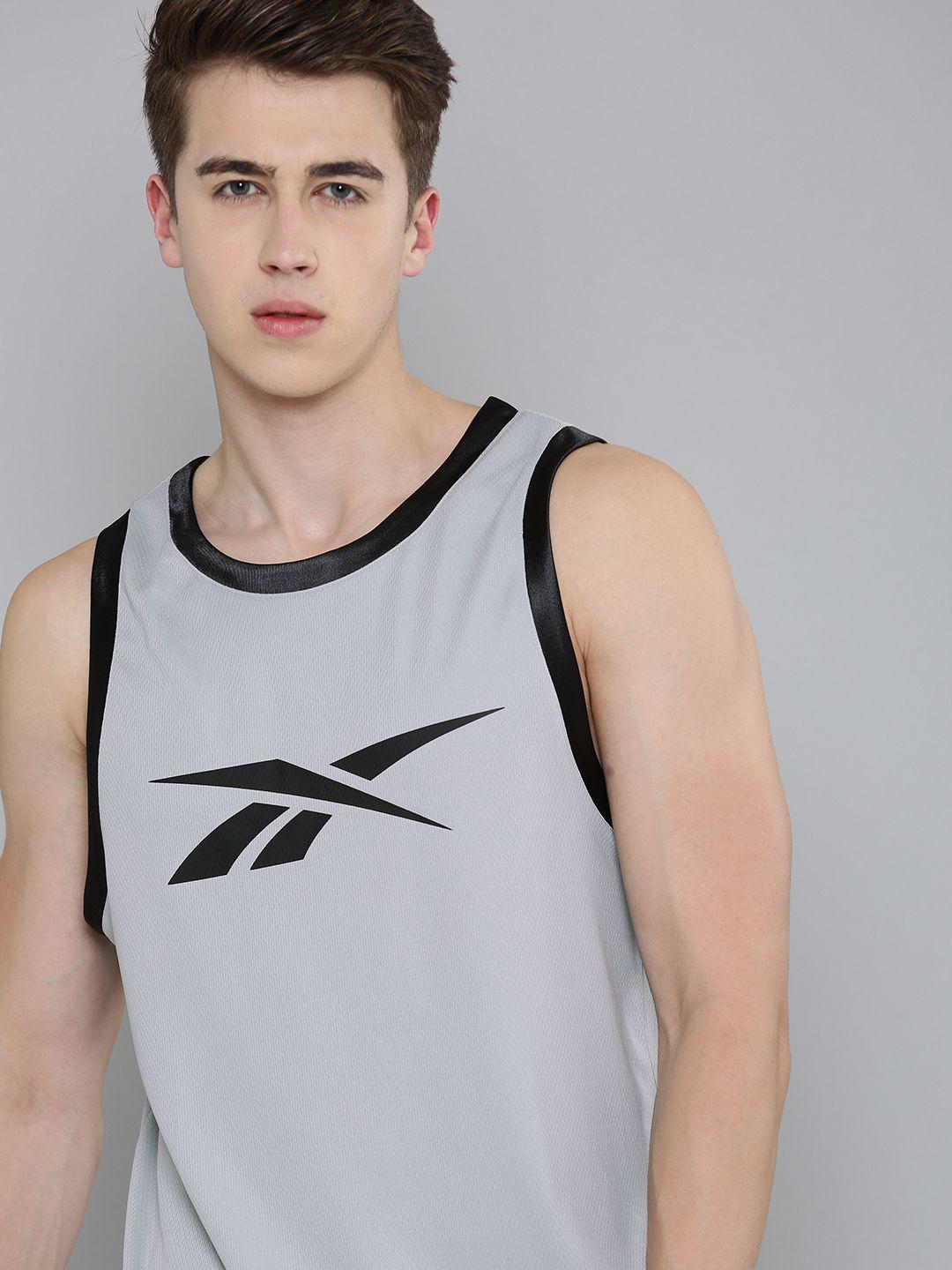 reebok men brand logo printed sports vest
