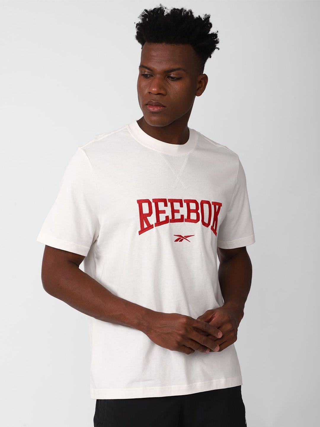 reebok men cl var brand logo-printed pure-cotton t-shirt