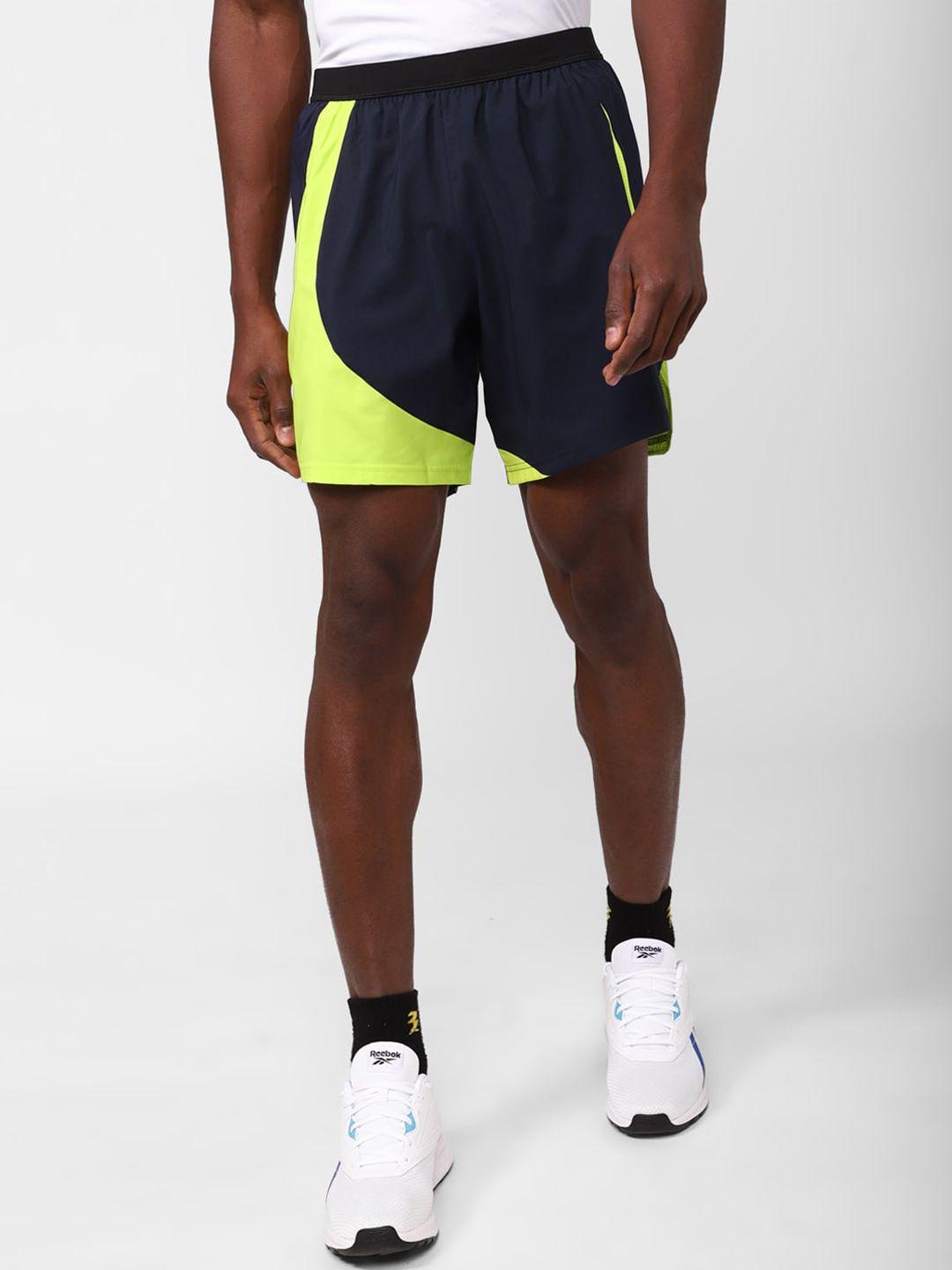reebok men colourblocked running sports shorts