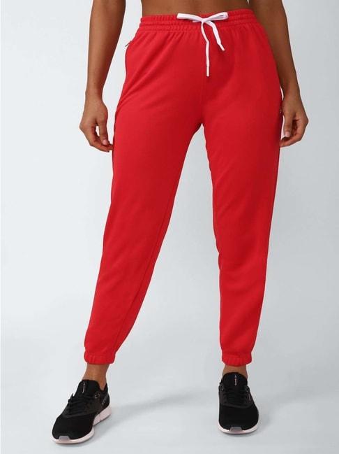 reebok red high rise joggers