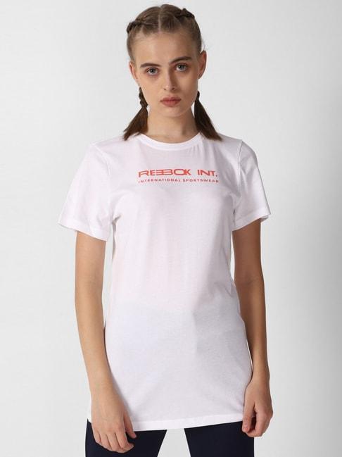 reebok white cotton printed t-shirt
