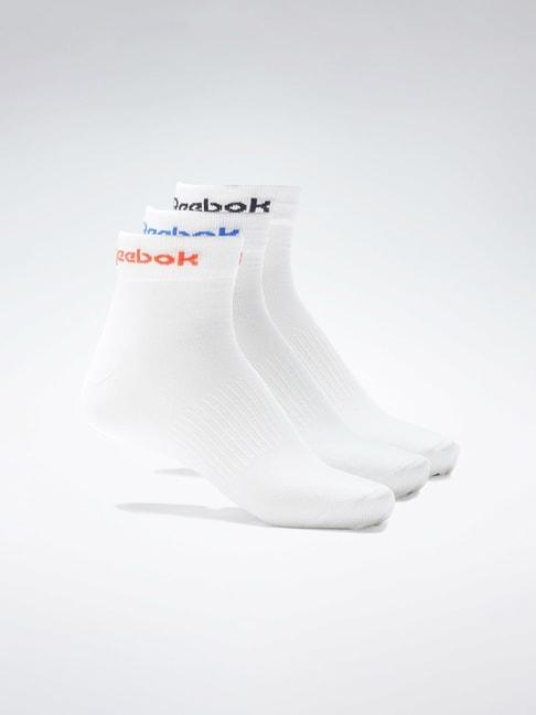 reebok white cotton regular fit printed socks