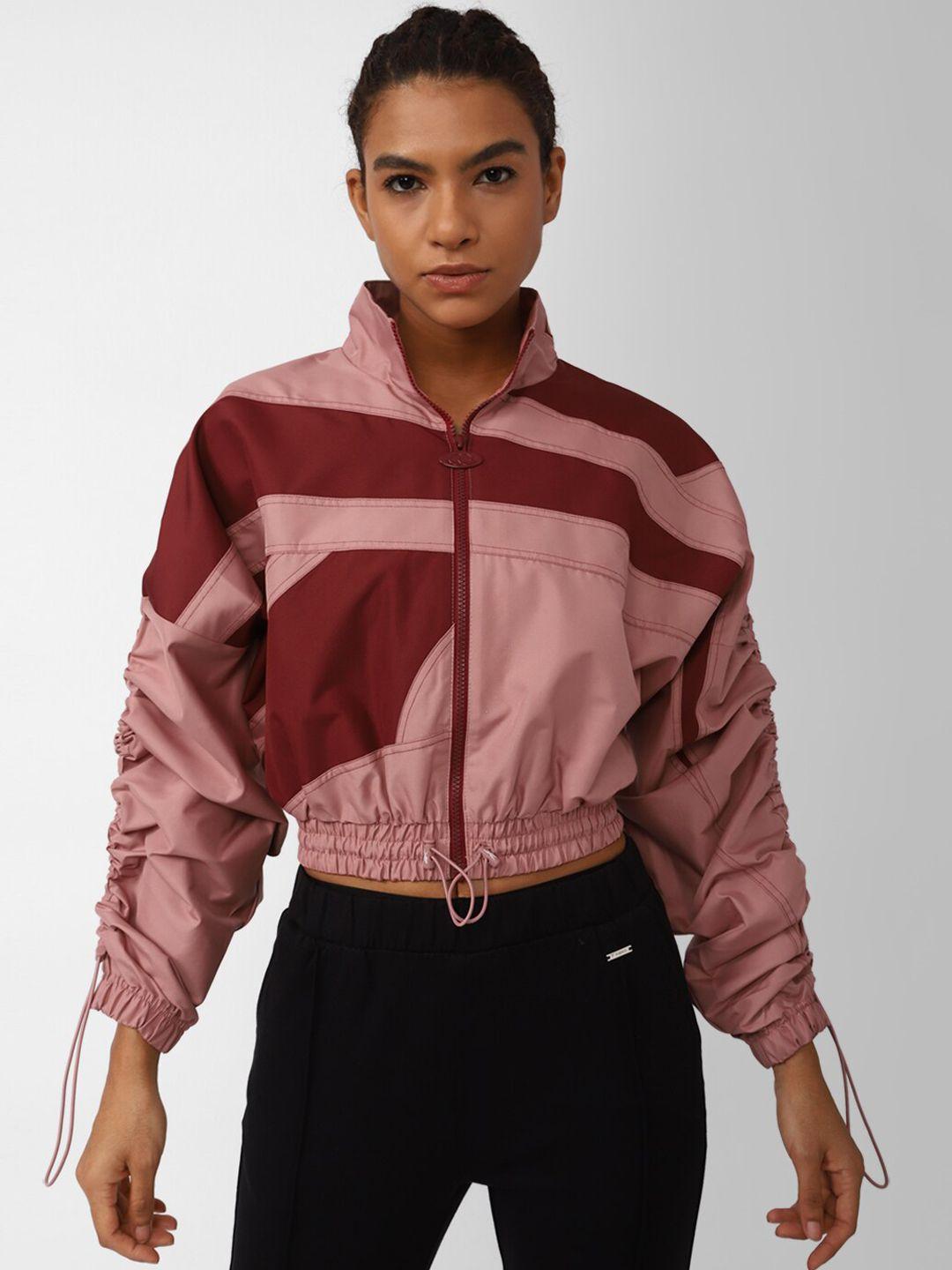 reebok women classics cardi b woven satin colourblocked crop sporty jacket