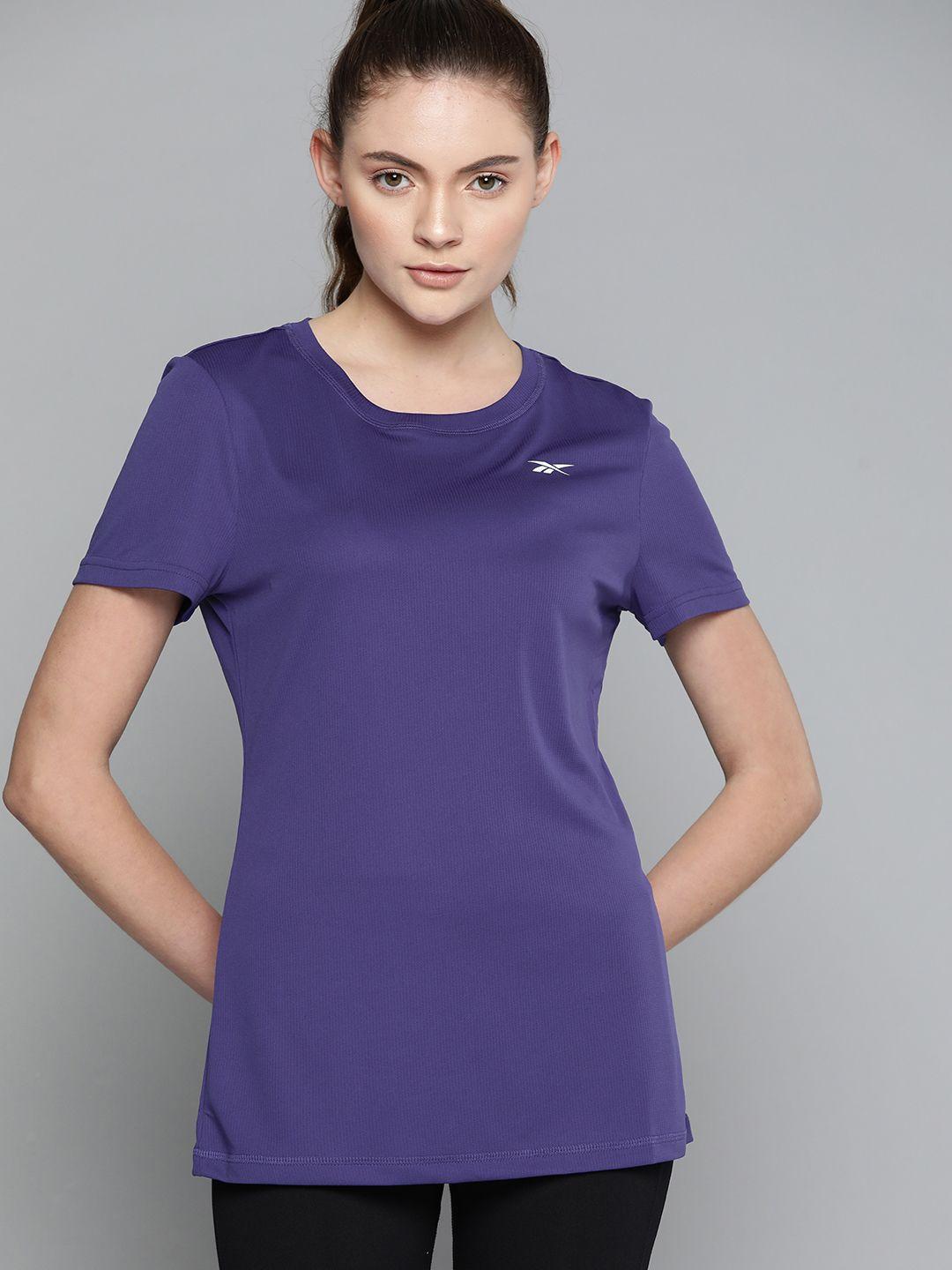 reebok women purple speedwick slim fit t-shirt