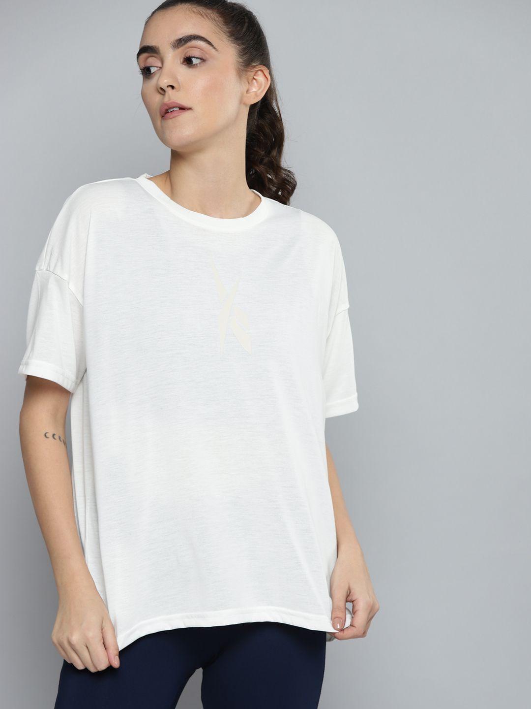 reebok women white printed ts graphic  t-shirt