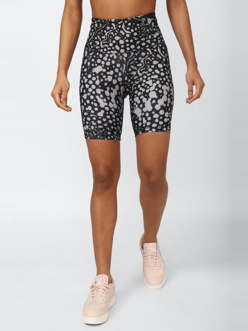 reebok black & grey printed sports shorts