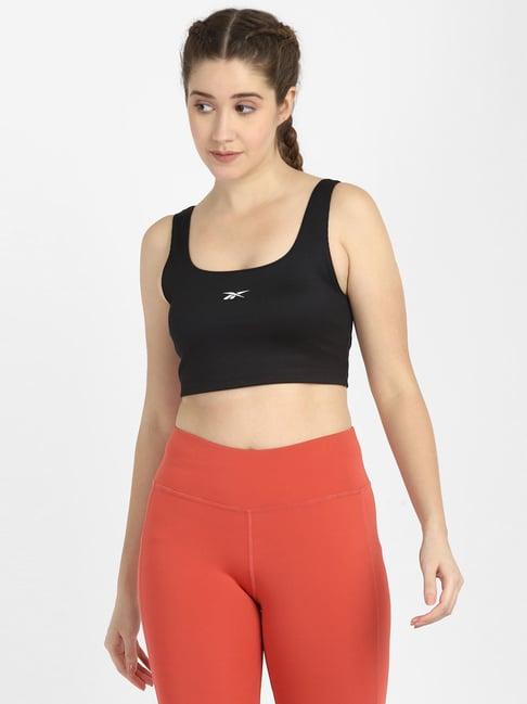 reebok black non wired padded wor rib sports bra