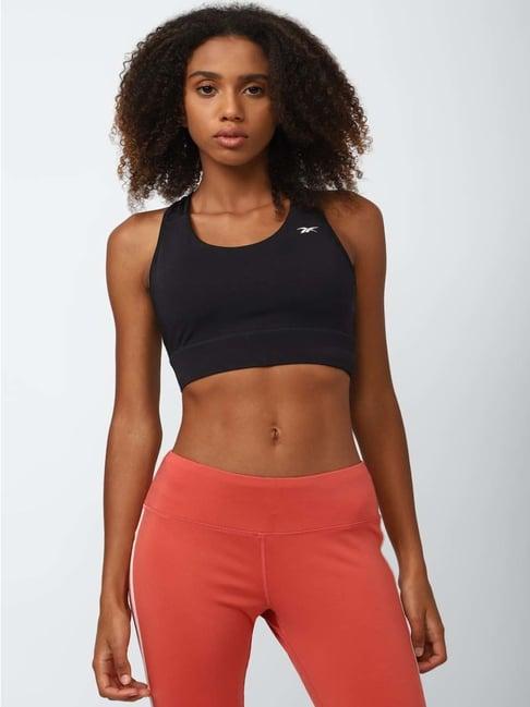 reebok black plain sports bra