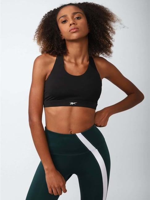 reebok black plain sports bra