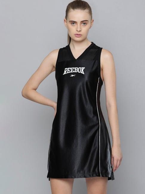 reebok black printed a-line dress