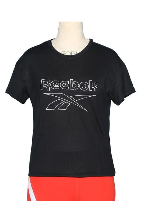 reebok black printed tee