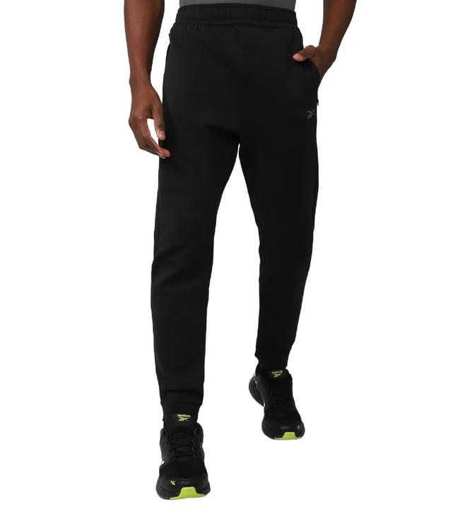 reebok black regular fit joggers