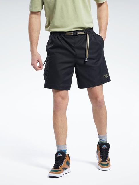 reebok black regular fit shorts