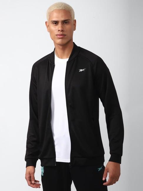 reebok black regular fit sports jacket