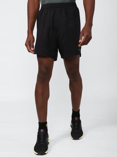 reebok black regular fit sports shorts