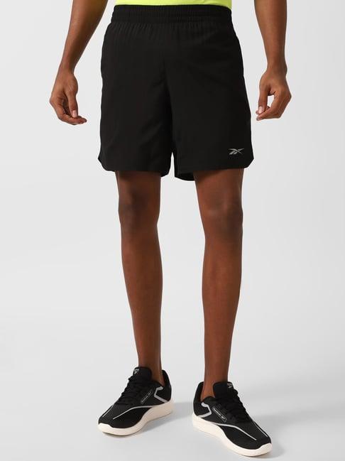 reebok black regular fit sports shorts