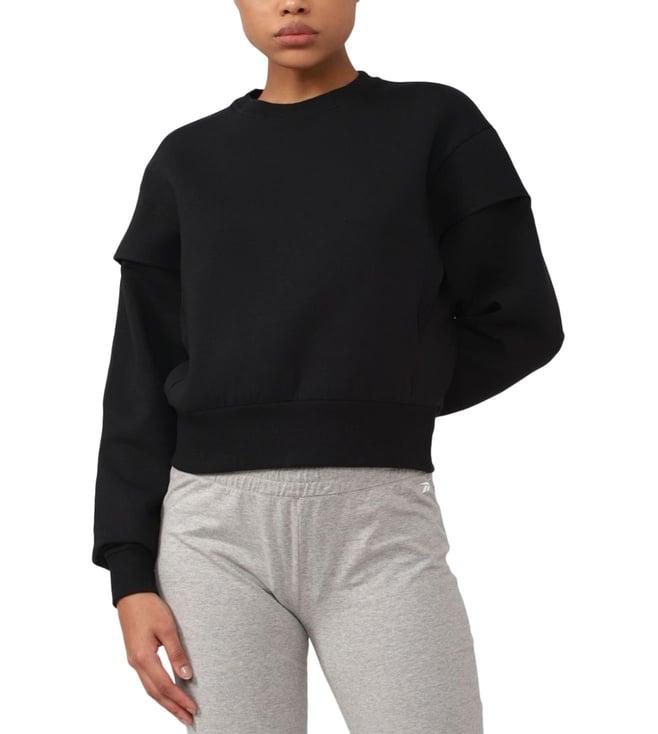 reebok black regular fit sweatshirt