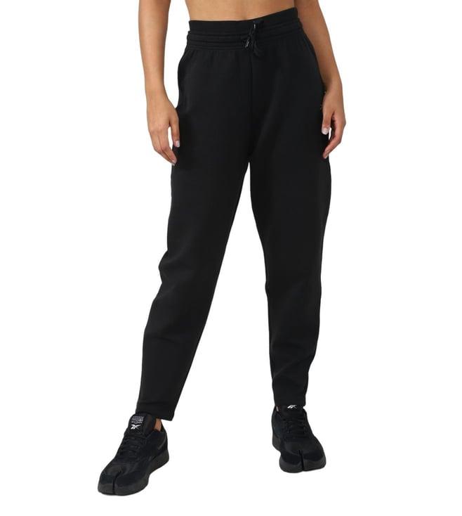 reebok black regular fit trackpants