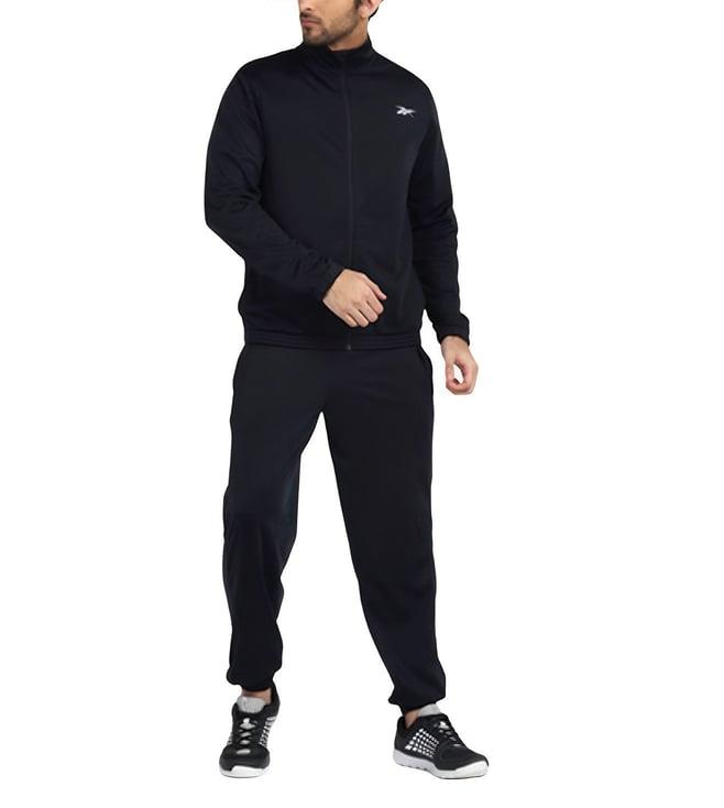 reebok black regular fit tracksuits