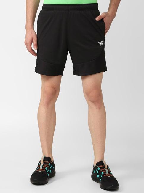 reebok black regular fit training sports shorts